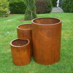 3 pots Corten ronds
