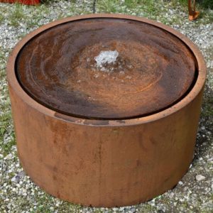 Fontaine de jardin ronde en acier Corten