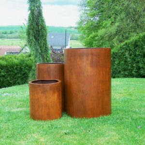 Trio de pots en acier Corten
